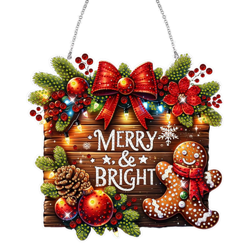Wooden Special Shaped Merry Christmas Diamond Painting Hanging Home Decorations
