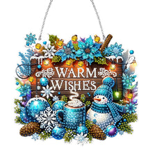 Load image into Gallery viewer, Wooden Special Shaped Christmas Snowman Diamond Painting Hanging Home Decoration
