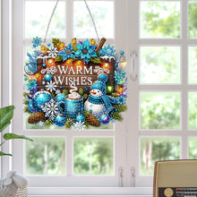 Load image into Gallery viewer, Wooden Special Shaped Christmas Snowman Diamond Painting Hanging Home Decoration
