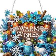 Load image into Gallery viewer, Wooden Special Shaped Christmas Snowman Diamond Painting Hanging Home Decoration
