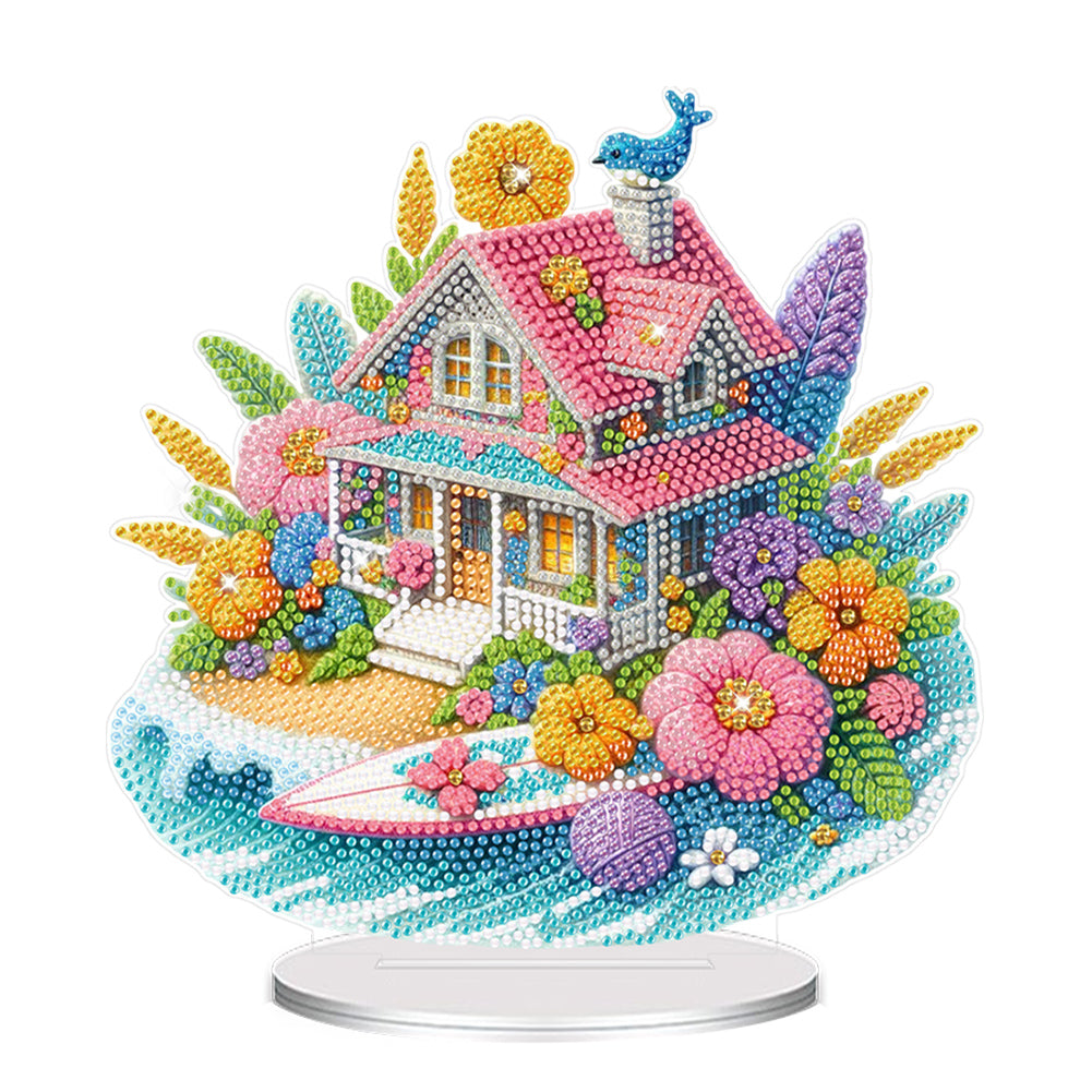 Acrylic Special Shaped Beach House Table Top DIY Diamond Painting Ornament Kits