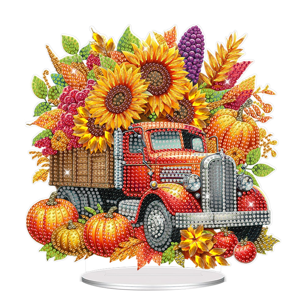 Acrylic Special Shaped Pumpkin Truck Table Top Diamond Painting Ornament Kits