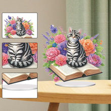 Load image into Gallery viewer, Acrylic Special Shaped Cat Book Table Top DIY Diamond Painting Ornament Kits
