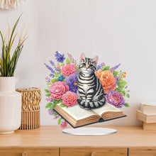 Load image into Gallery viewer, Acrylic Special Shaped Cat Book Table Top DIY Diamond Painting Ornament Kits
