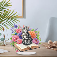 Load image into Gallery viewer, Acrylic Special Shaped Cat Book Table Top DIY Diamond Painting Ornament Kits
