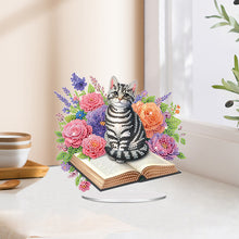 Load image into Gallery viewer, Acrylic Special Shaped Cat Book Table Top DIY Diamond Painting Ornament Kits
