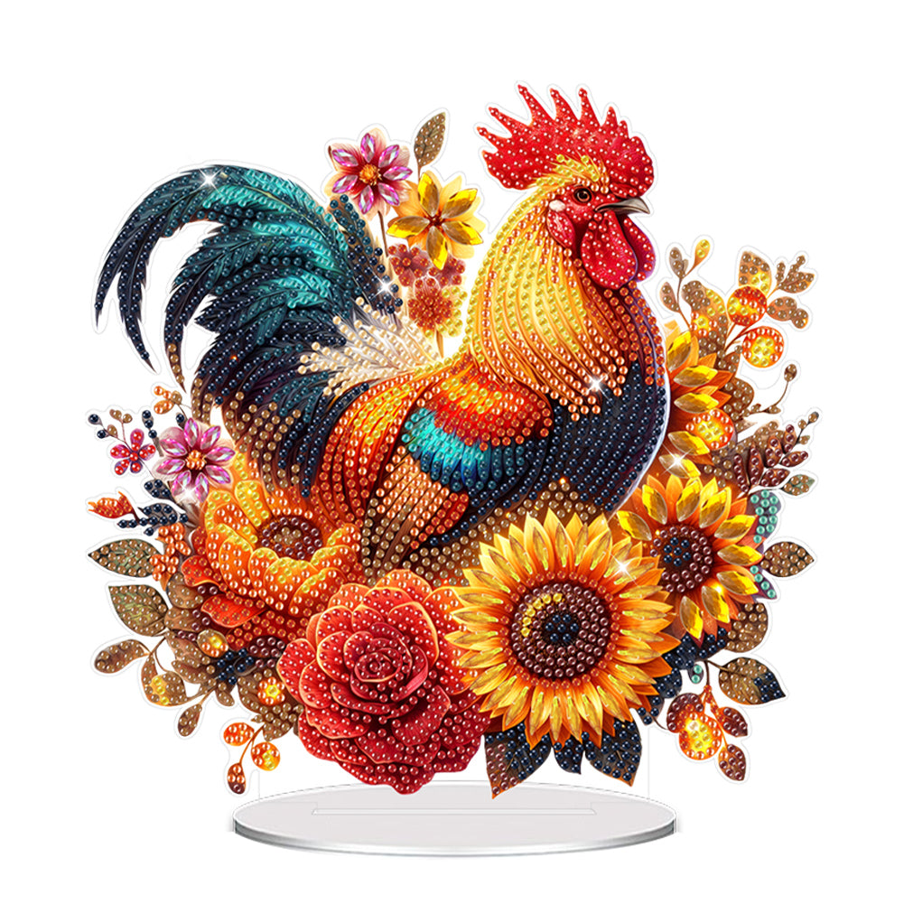Acrylic Special Shaped Chicken Sunflower Table Top Diamond Painting Ornament