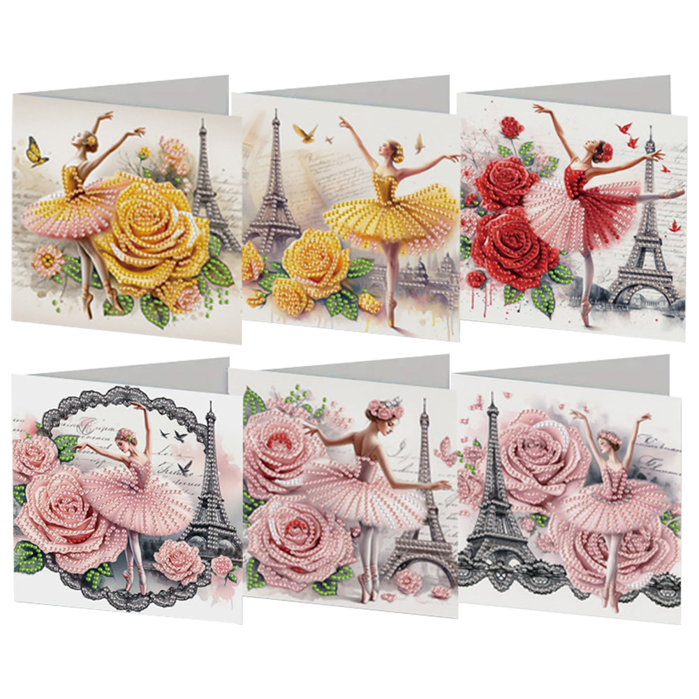 6Pcs Ballet Animals Faith Diamond Birthday Blessing Card for Friend Family Lover