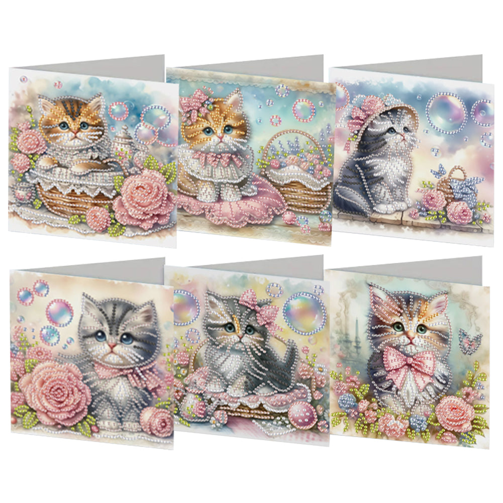 6Pcs Ballet Animals Faith Diamond Birthday Blessing Card for Friend Family Lover