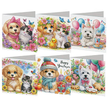 Load image into Gallery viewer, 6Pcs Ballet Animals Faith Diamond Birthday Blessing Card for Friend Family Lover
