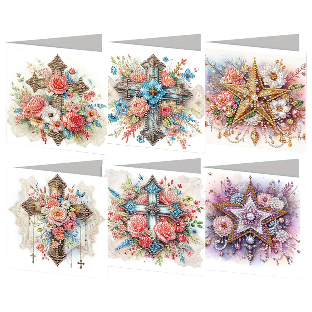 6Pcs Ballet Animals Faith Diamond Birthday Blessing Card for Friend Family Lover