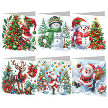 Load image into Gallery viewer, 6pcs Diamond Painting Greeting Cards Diamond Art Christmas Cards (Christmas A)
