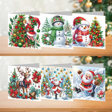 Load image into Gallery viewer, 6pcs Diamond Painting Greeting Cards Diamond Art Christmas Cards (Christmas A)
