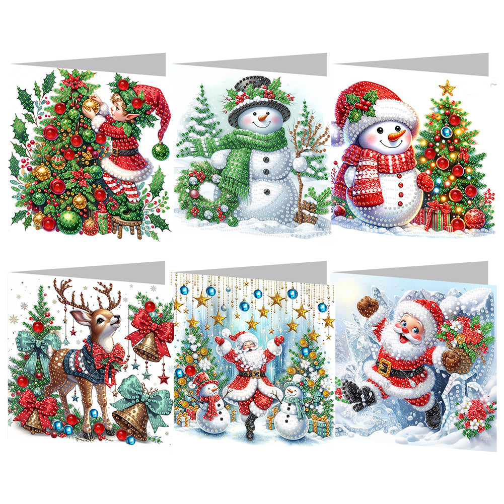 6pcs Diamond Painting Greeting Cards Diamond Art Christmas Cards (Christmas A)