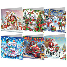 Load image into Gallery viewer, 6pcs Diamond Painting Greeting Cards Diamond Art Christmas Cards (Christmas B)

