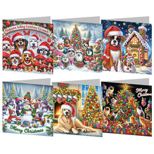 Load image into Gallery viewer, 6pcs Diamond Painting Greeting Cards Diamond Art Christmas Cards (Dog and Cat)
