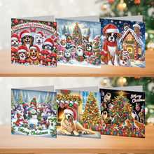 Load image into Gallery viewer, 6pcs Diamond Painting Greeting Cards Diamond Art Christmas Cards (Dog and Cat)
