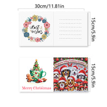 Load image into Gallery viewer, 6pcs Diamond Painting Greeting Cards Diamond Art Christmas Cards (Dog and Cat)
