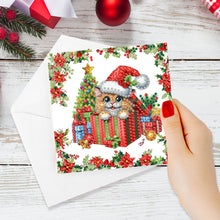 Load image into Gallery viewer, 6pcs Diamond Painting Greeting Cards Diamond Art Christmas Cards (Christmas Cat)
