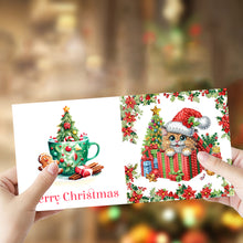 Load image into Gallery viewer, 6pcs Diamond Painting Greeting Cards Diamond Art Christmas Cards (Christmas Cat)
