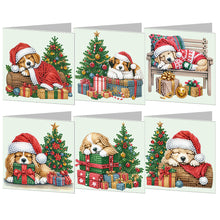 Load image into Gallery viewer, 6pcs Diamond Painting Greeting Cards Diamond Art Christmas Cards (Christmas Dog)
