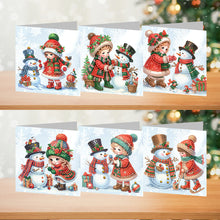Load image into Gallery viewer, 6pcs Diamond Painting Greeting Card Diamond Art Christmas Card(Snowman and Girl)
