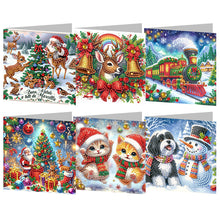 Load image into Gallery viewer, 6pcs Diamond Painting Greeting Cards Diamond Art Christmas Cards (Christmas C)
