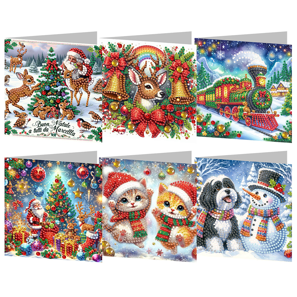 6pcs Diamond Painting Greeting Cards Diamond Art Christmas Cards (Christmas C)