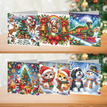 Load image into Gallery viewer, 6pcs Diamond Painting Greeting Cards Diamond Art Christmas Cards (Christmas C)
