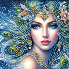 Load image into Gallery viewer, Diamond Painting - Partial Special Shaped - Exotic peacock girl Girl (30*30CM)
