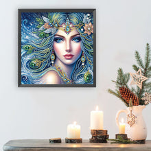 Load image into Gallery viewer, Diamond Painting - Partial Special Shaped - Exotic peacock girl Girl (30*30CM)
