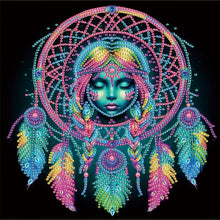 Load image into Gallery viewer, Diamond Painting - Partial Special Shaped - Exotic dream catcher girl (30*30CM)
