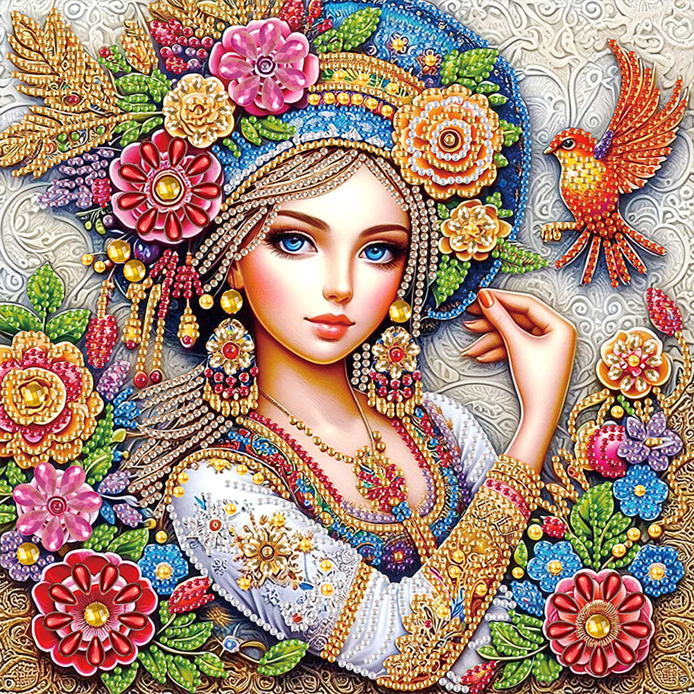 Diamond Painting - Partial Special Shaped - Exotic gypsy girl (30*30CM)