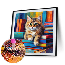 Load image into Gallery viewer, Diamond Painting - Full Round - Book cat (30*30CM)
