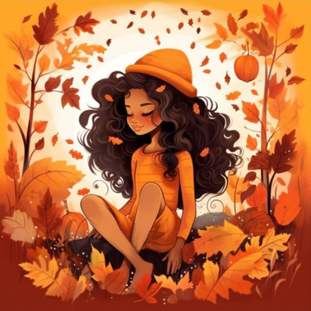 Diamond Painting - Full Round - Autumn girl (30*30CM)