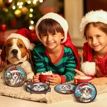Load image into Gallery viewer, 8Pcs Wooden Christmas Dog DIY Diamond Art Coaster Crafts with Holder for Present

