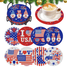 Load image into Gallery viewer, 8 Pcs DIY Diamond Painting Coasters Kits with Holder DIY Diamond Art Coaster Set
