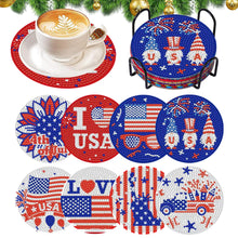 Load image into Gallery viewer, 8 Pcs DIY Diamond Painting Coasters Kits with Holder DIY Diamond Art Coaster Set
