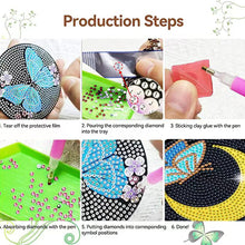 Load image into Gallery viewer, 8 Pcs DIY Diamond Painting Coasters Kits with Holder DIY Diamond Art Coaster Set
