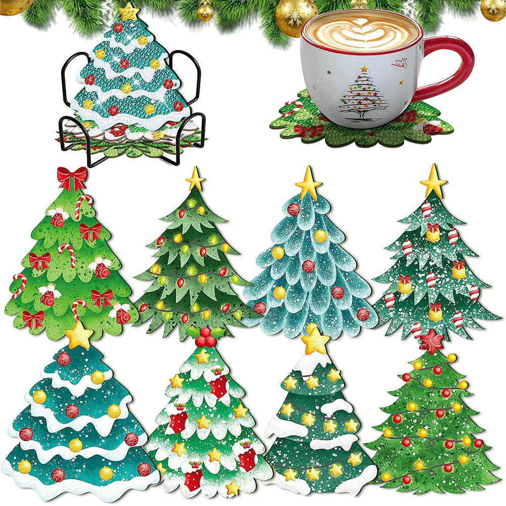 8 Pcs DIY Diamond Painting Coasters Kits with Holder DIY Diamond Art Coaster Set