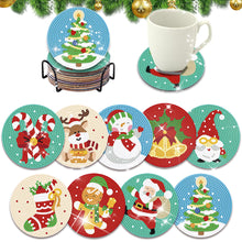 Load image into Gallery viewer, 9Pcs Wooden Christmas Cartoon Diamond Painting Coasters with Holder Gift for Mom
