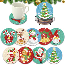 Load image into Gallery viewer, 9Pcs Wooden Christmas Cartoon Diamond Painting Coasters with Holder Gift for Mom
