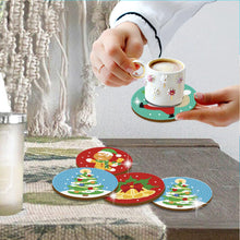 Load image into Gallery viewer, 9Pcs Wooden Christmas Cartoon Diamond Painting Coasters with Holder Gift for Mom

