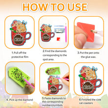 Load image into Gallery viewer, 10Pcs DIY Diamond Painting Coasters Kits with Holder DIY Diamond Art Coaster Set

