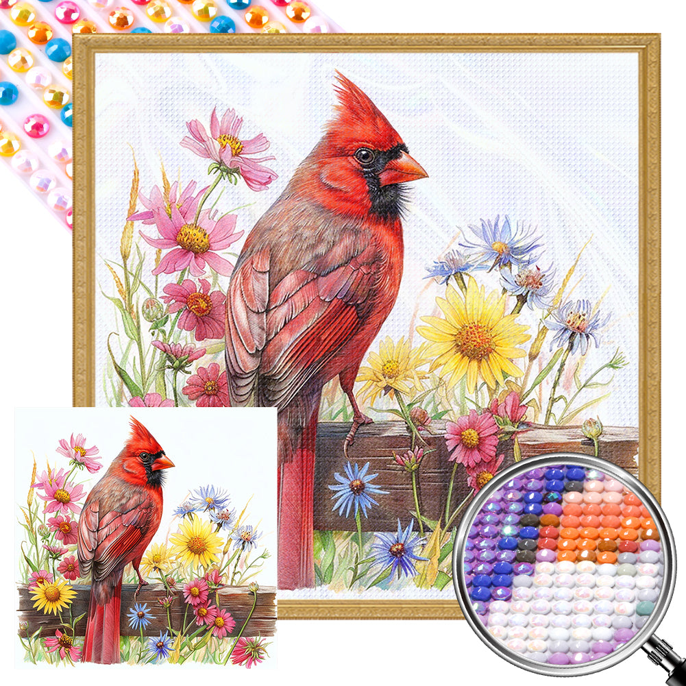 AB Diamond Painting - Full Round - Red cardinals (40*40CM)