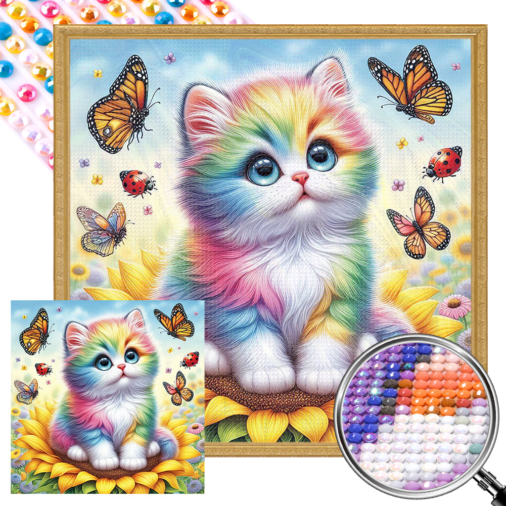 AB Diamond Painting - Full Round - Colored cats (40*40CM)