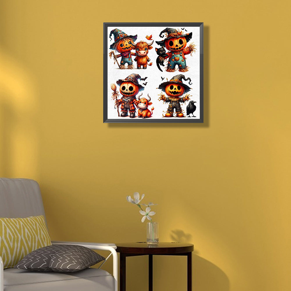 AB Diamond Painting - Full Round - Scarecrow and animals (40*40CM)