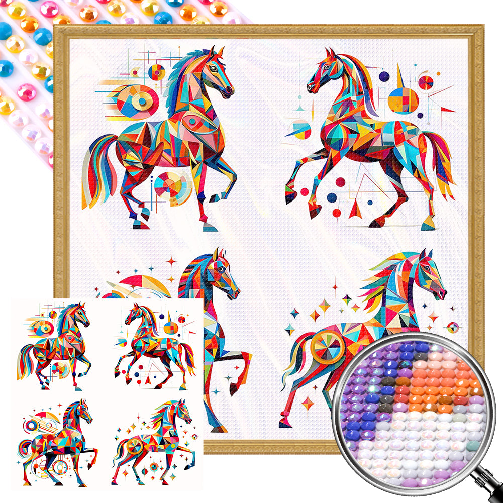 AB Diamond Painting - Full Round - Geometric horse (40*40CM)