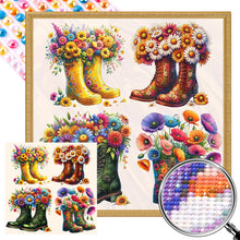 Load image into Gallery viewer, AB Diamond Painting - Full Round - Boots and flowers (40*40CM)
