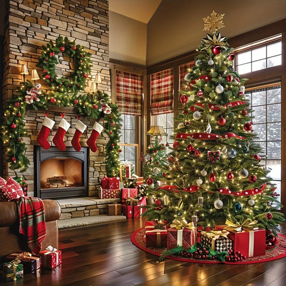 Diamond Painting - Full Round - Christmas living room atmosphere (50*50CM)